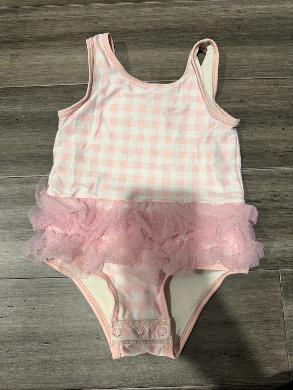 Tucker + Tate Light Pink Gingham Tulle Ruffle One-Piece